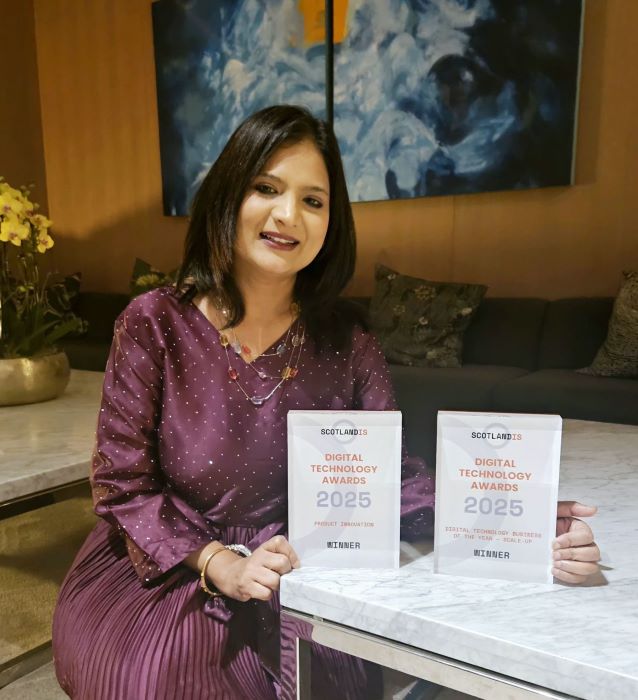 BYITC - Dr Rashmi Mantri with two ScotlandIS awards March 2025