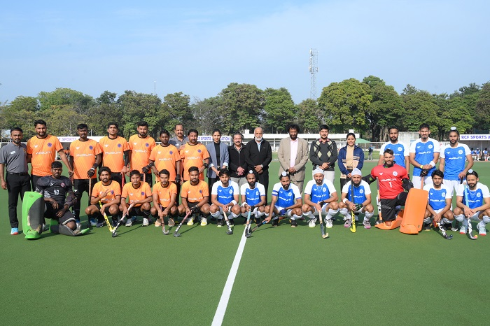 RCF Kapurthgala and South East Central railway Bilaspur team with Olympian Balwinder Singh Shami and K S Asla ,President RCF Sports Association